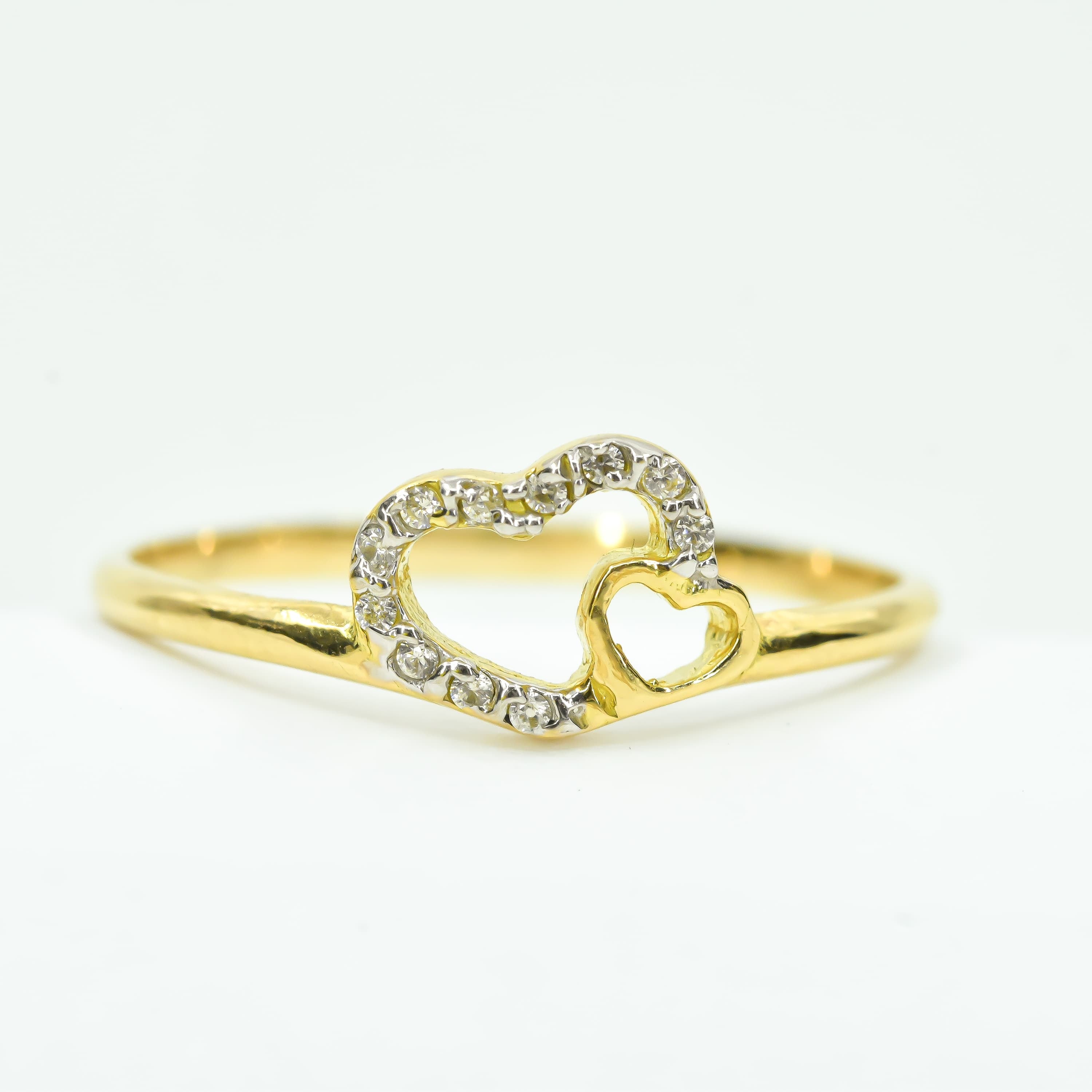ANILLO DOBLE CORAZON CON ZIRCONES TALLA 9