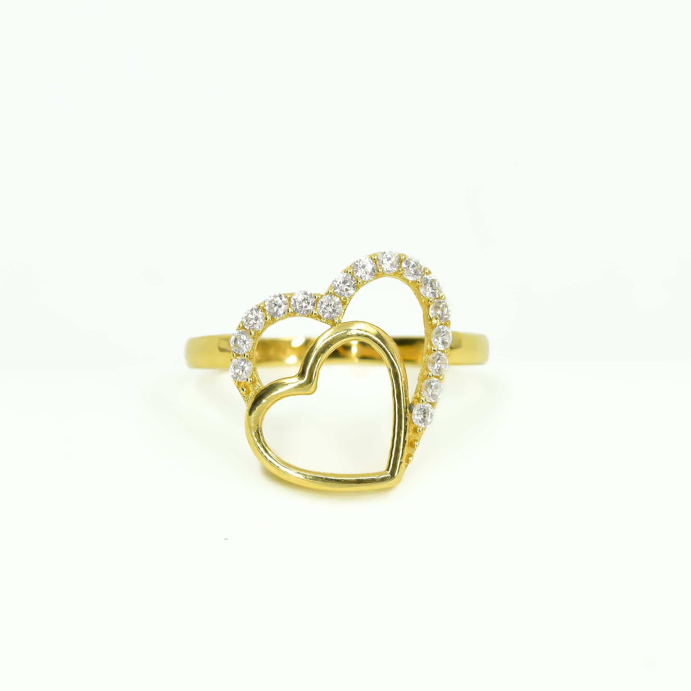 ANILLO DOBLE CORAZON ORO 18K TALLA 6 1/4
