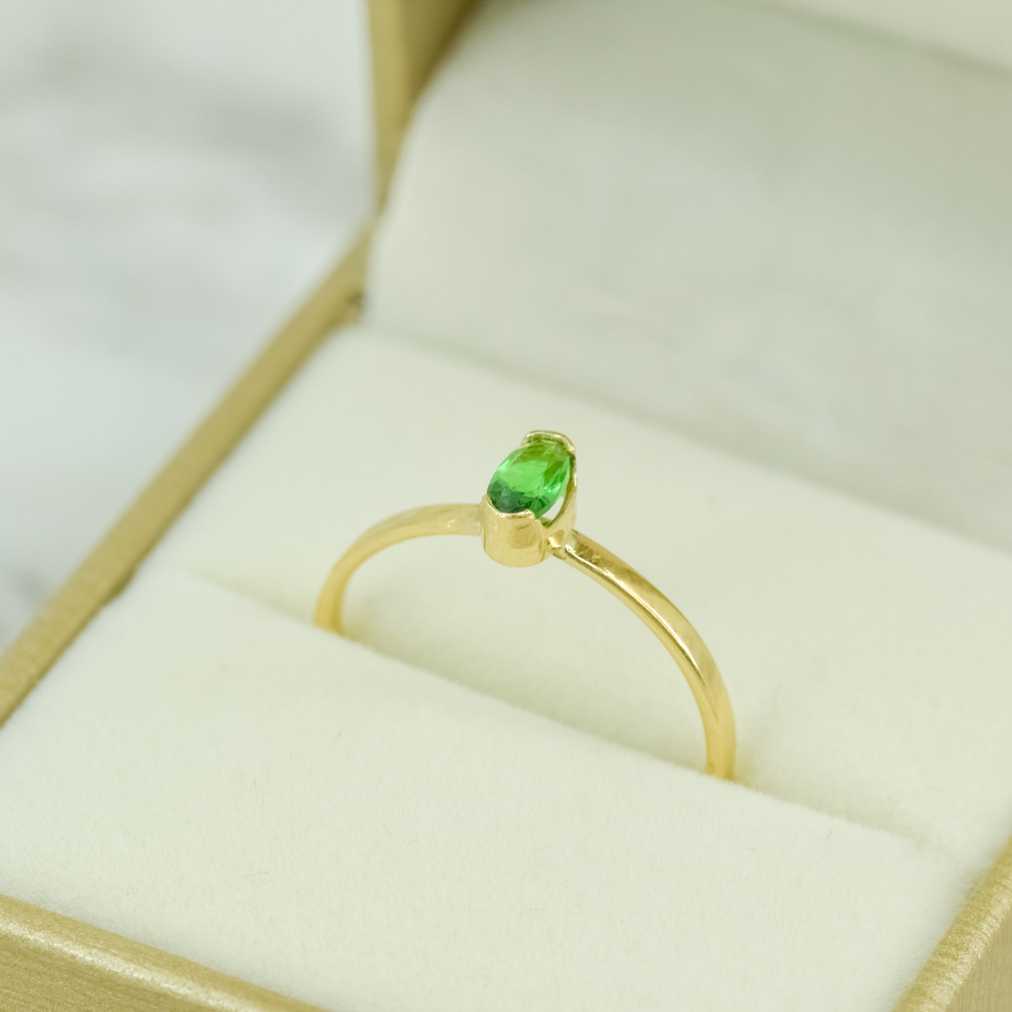 ANILLO COMPROMISO ZIRCON VERDE TALLA 7