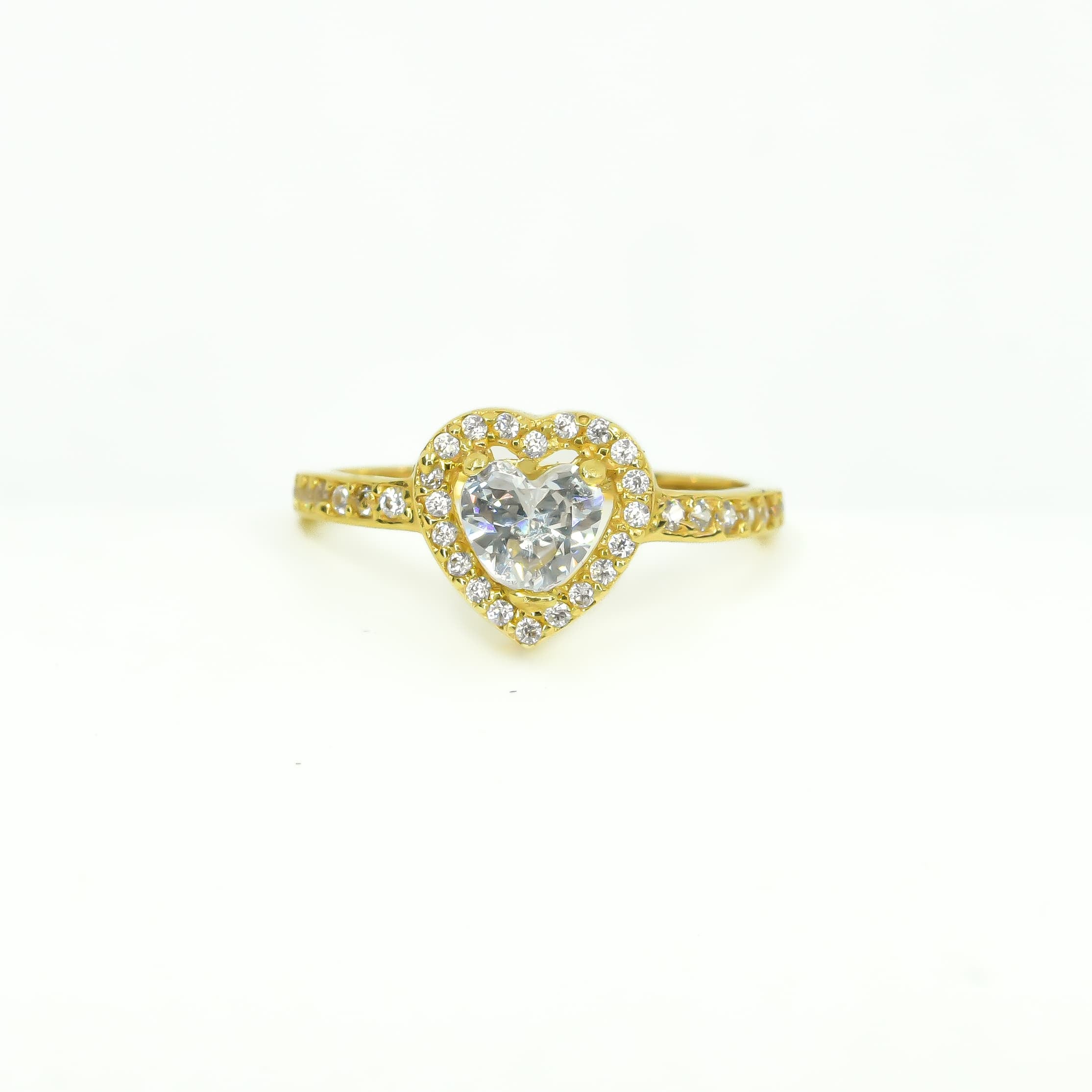 ANILLO DE CORAZON CON ZIRCON ORO 18K TALLA 6