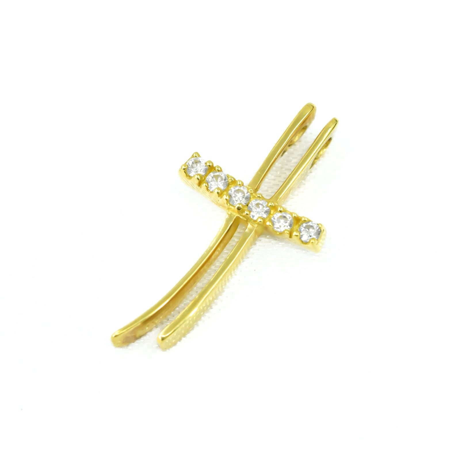 DIJE CRUZ CON ZIRCONES ORO 18K X 2CM