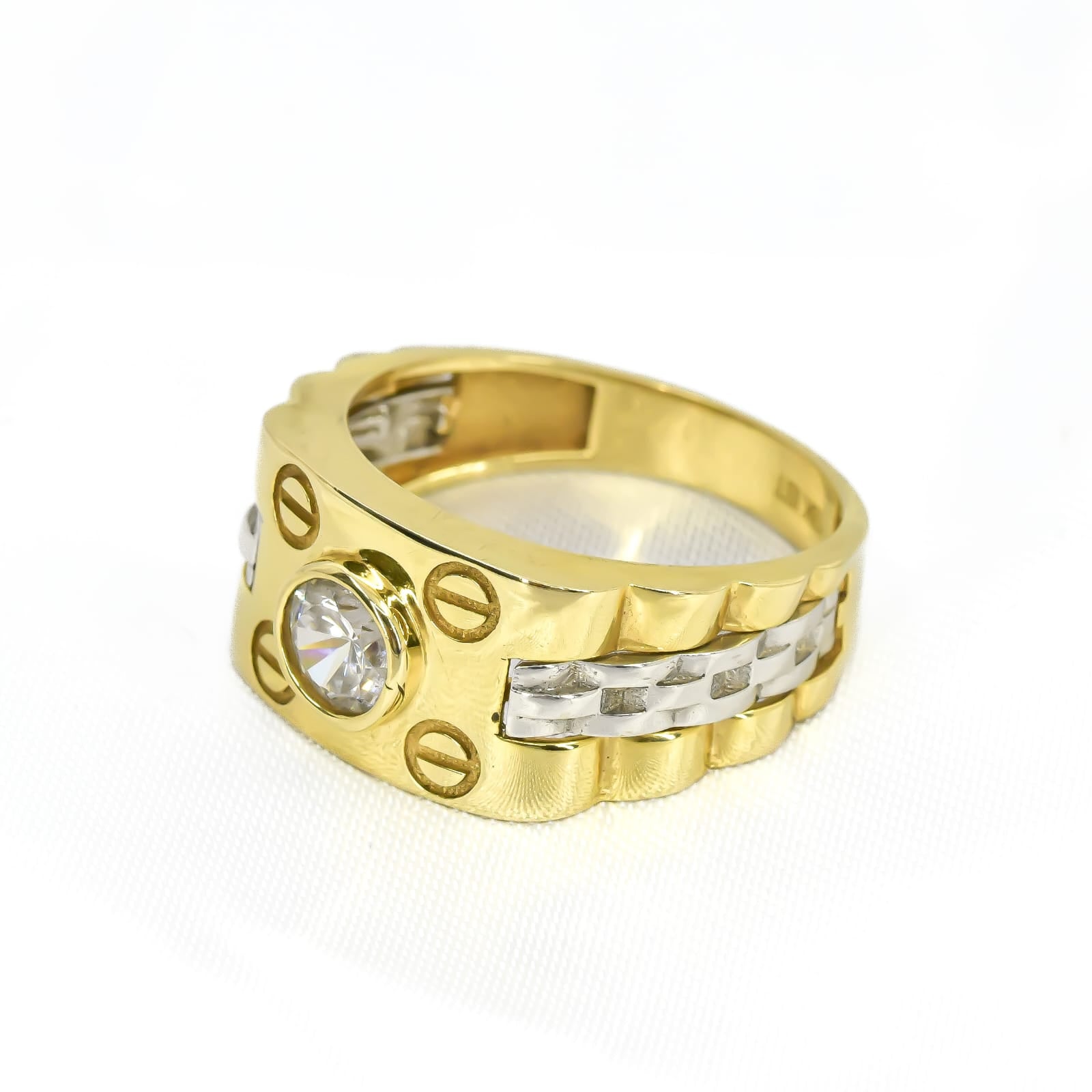 ANILLO SELLO TORNILLOS BICOLOR TALLA 11