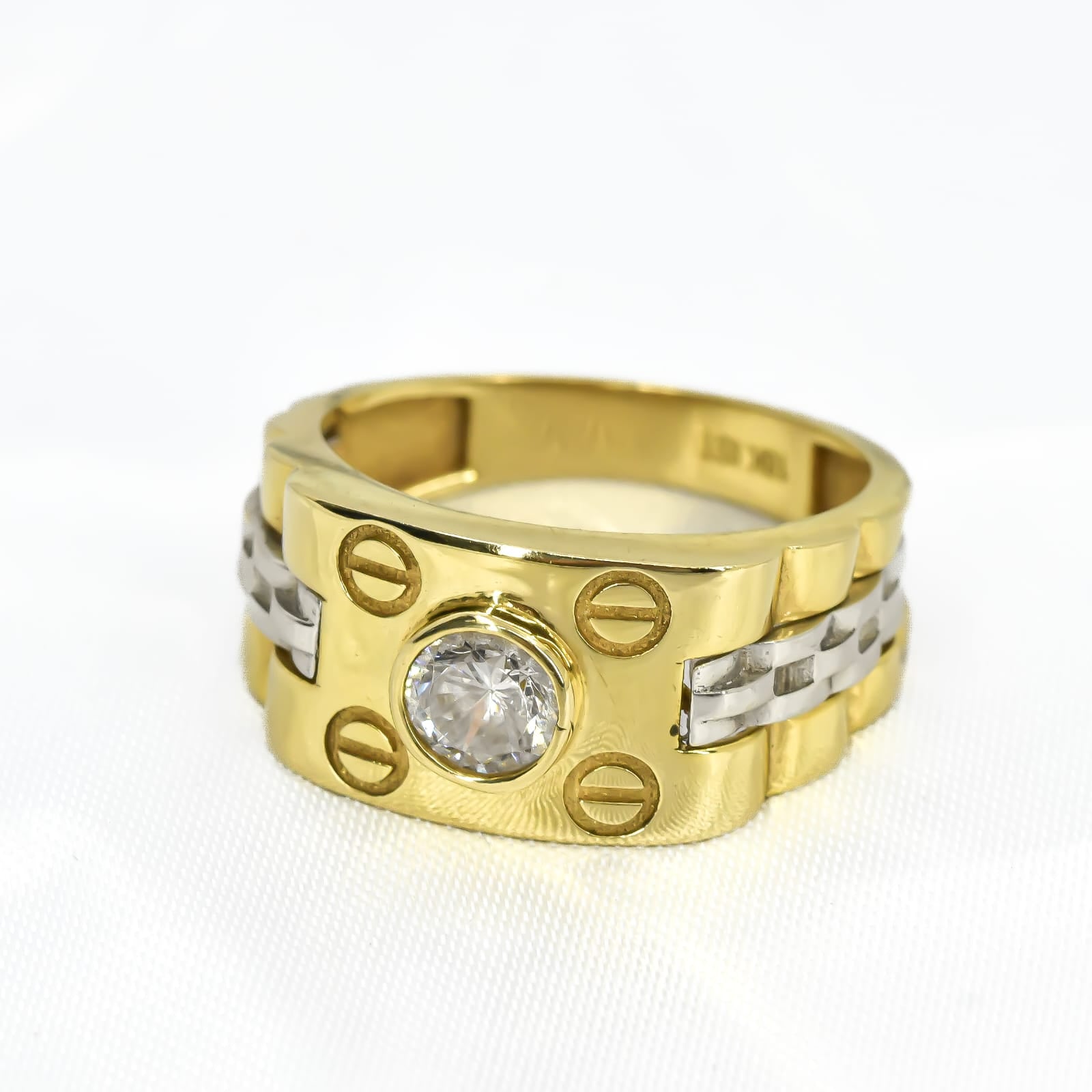 ANILLO SELLO TORNILLOS BICOLOR TALLA 11