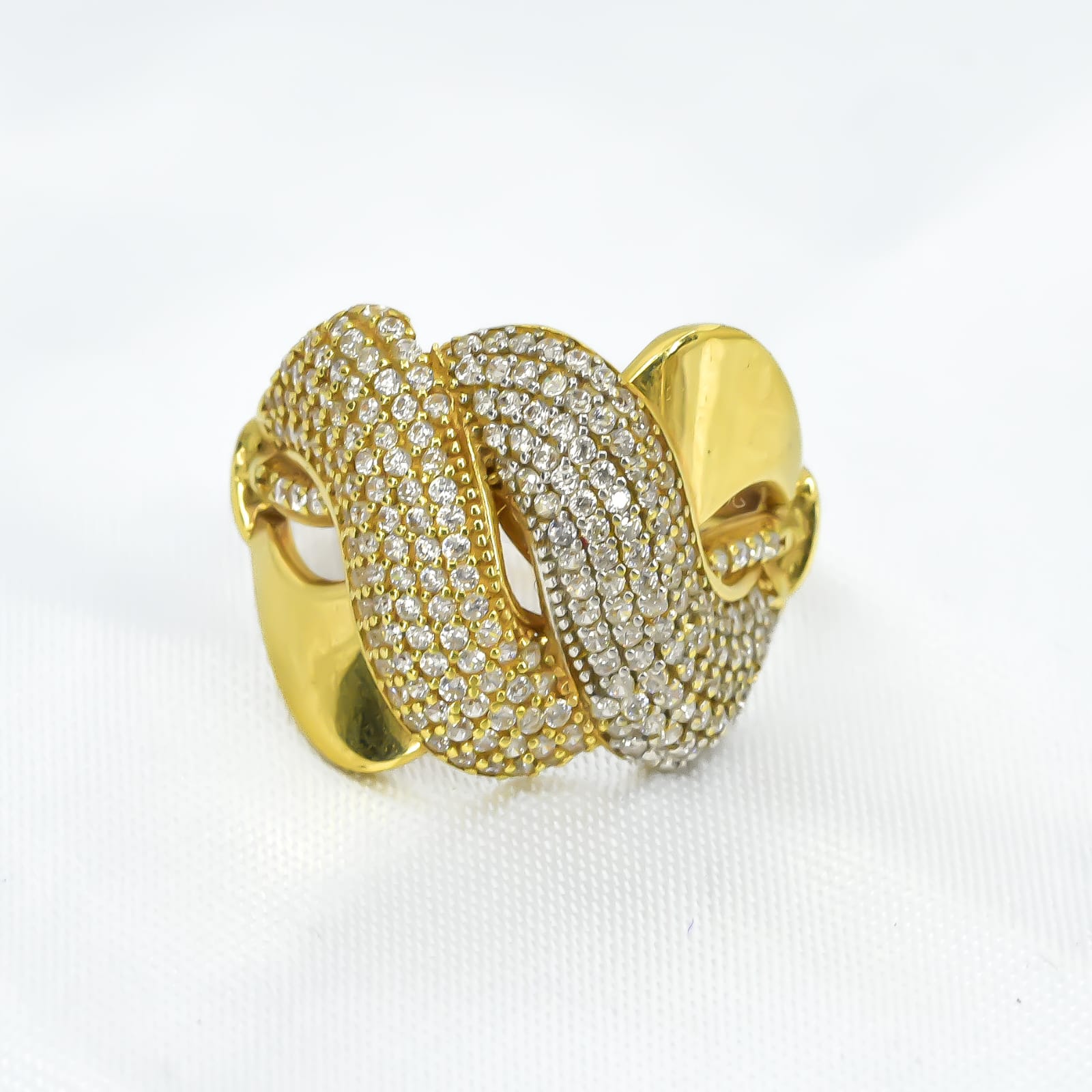 ANILLO BOMBE CON ZIRCONES TALLA 5 1/2