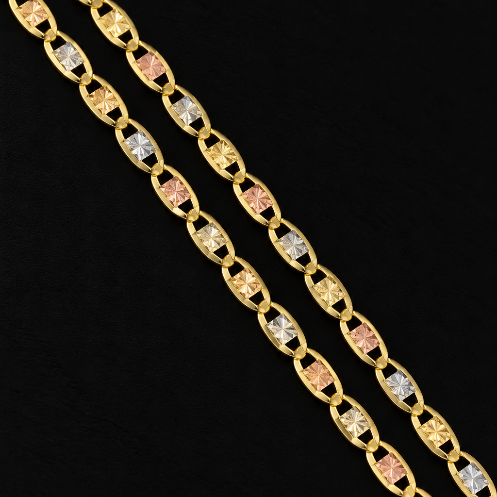 CADENA ORO 18K TEJIDO PLANO TRES OROS MUJER 45CM 1.9mm