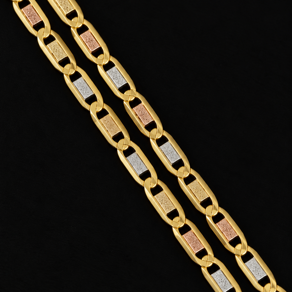 CADENA ORO 18K TEJIDO PLANO TRES OROS MUJER 45CM 3.1mm
